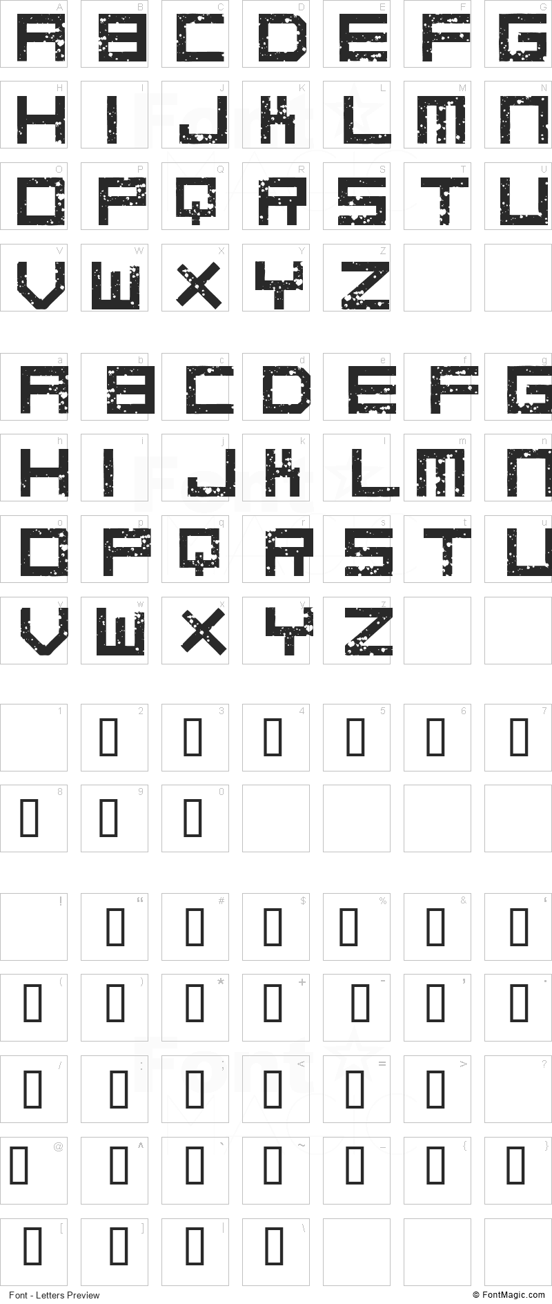 Digital Anarchy Font - All Latters Preview Chart